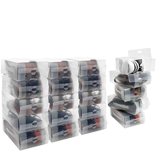 Set de 20 cajas para zapatos transparentes, plegables y apilables